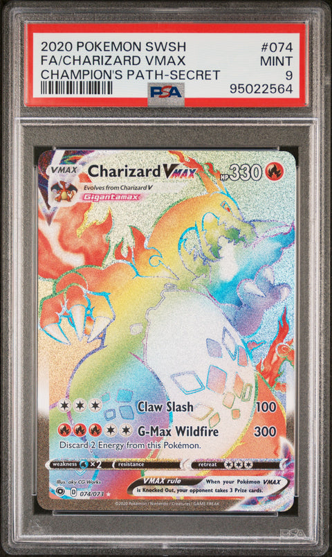 2020 Pokemon Sword & Shield Champion'S Path Fa/Charizard Vmax #074 PSA 9
