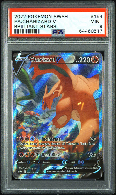 2022 Pokemon Sword & Shield Brilliant Stars Fa/Charizard V #154 PSA 9