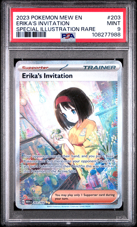 2023 Pokemon Mew En-151 Erika'S Invitation #203 PSA 9