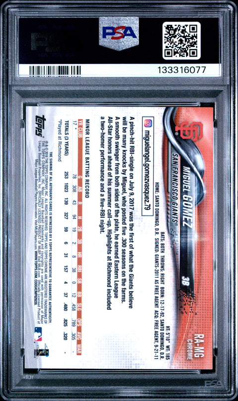 2018 Topps Chrome #RA-MG Miguel Gomez Rookie Auto PSA 10 133316077