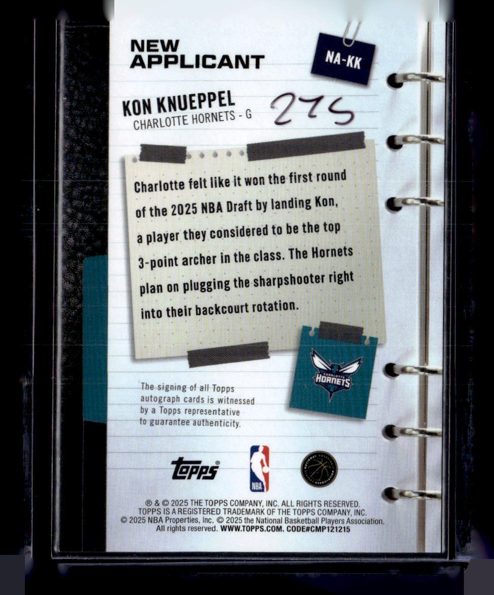 2025-26 Topps #NA-KK Kon Knueppel New Applicants Autographs