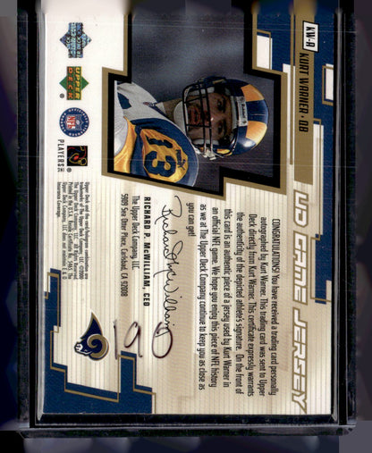 2000 Upper Deck #KW-A Kurt Warner UD Game Jersey Autographed Gold