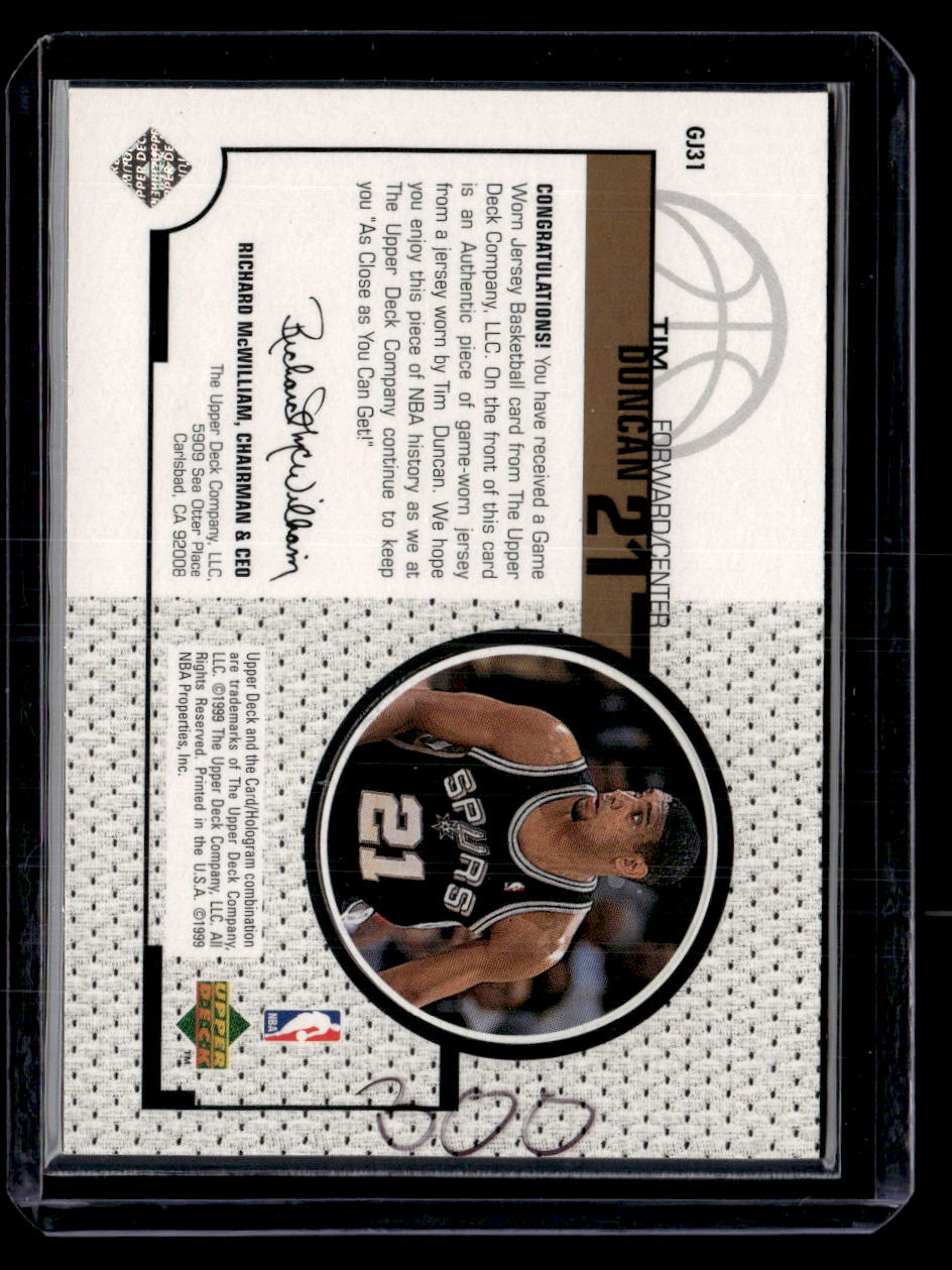 1999 Upper Deck #GJ31 Tim Duncan Game Worn Jerseys