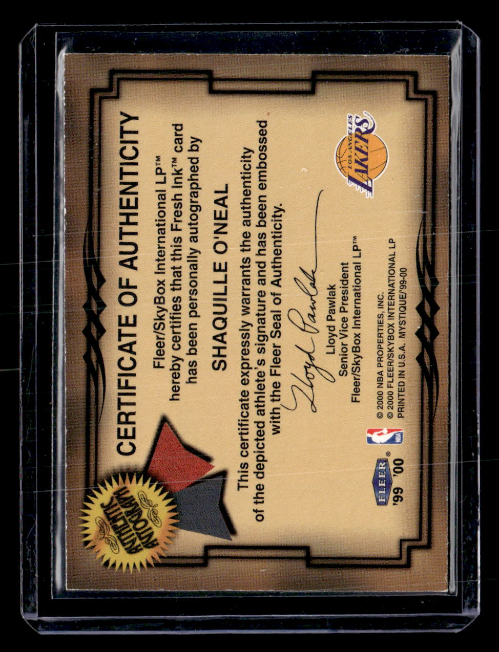 1999-00 Fleer Mystique #NNO Shaquille O'Neal Fresh Ink