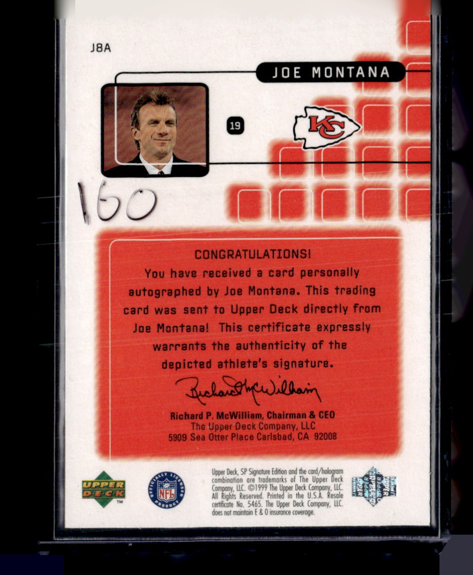 1999 SP Signature #J8A Joe Montana Montana Signature Performances Gold