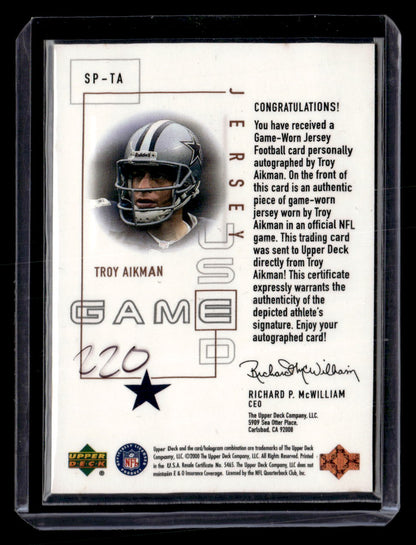 2000 Upper Deck Pros & Prospects #SP-TA Troy Aikman Signature Piece 1