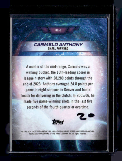 2023-24 Topps Chrome Cosmic #GG-6 Carmelo Anthony Galaxy Orange Refractors #/25