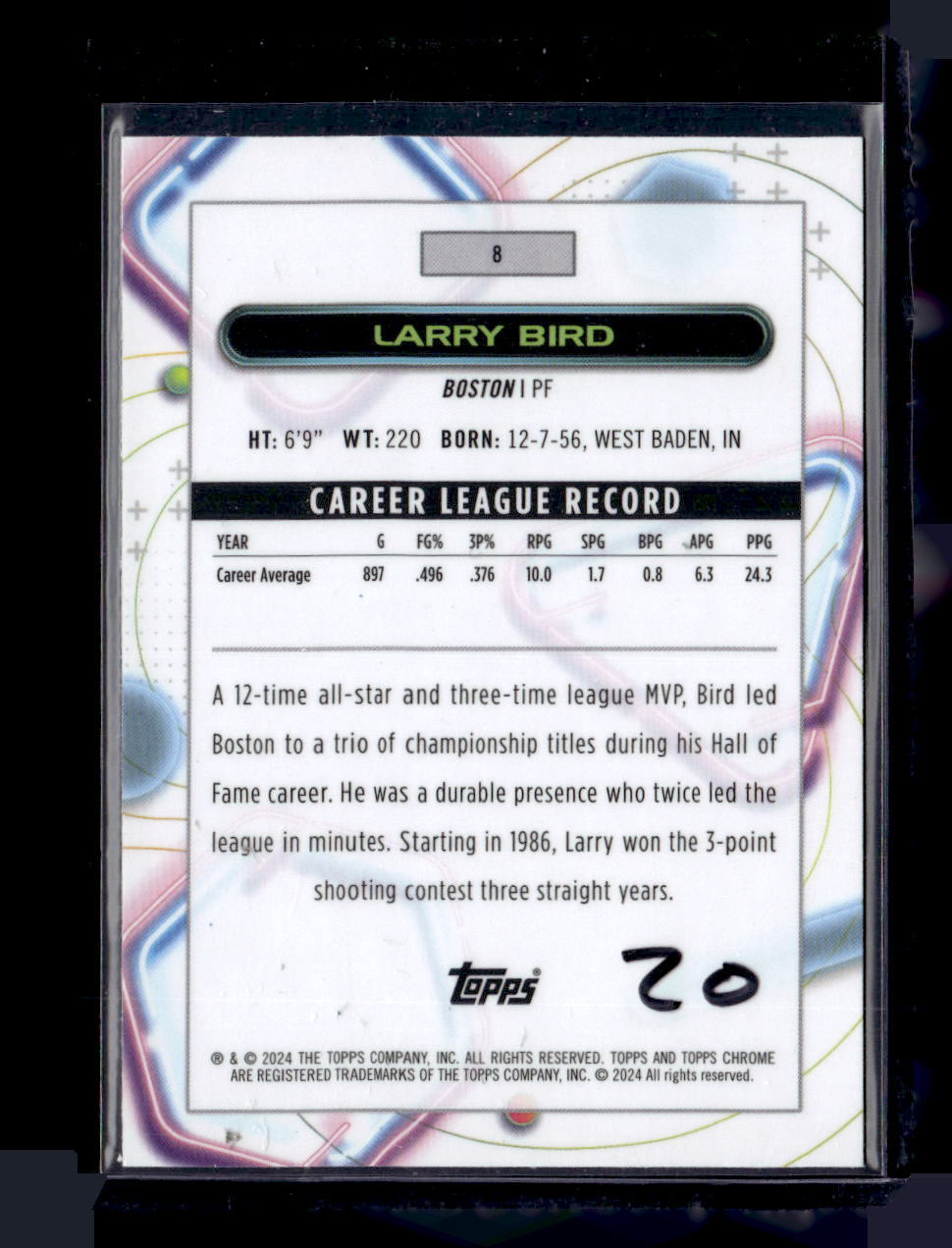 2023-24 Topps Chrome Cosmic #8 Larry Bird Green Space Dust Refractors #/75