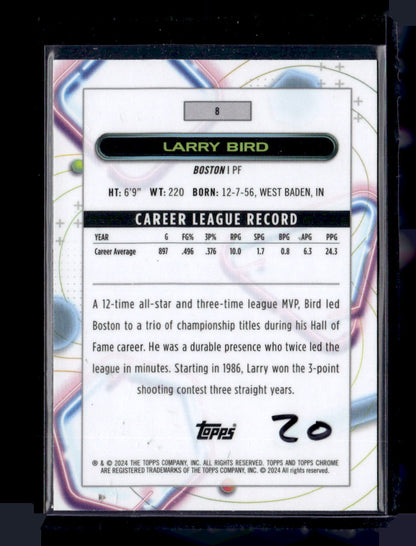 2023-24 Topps Chrome Cosmic #8 Larry Bird Green Space Dust Refractors #/75