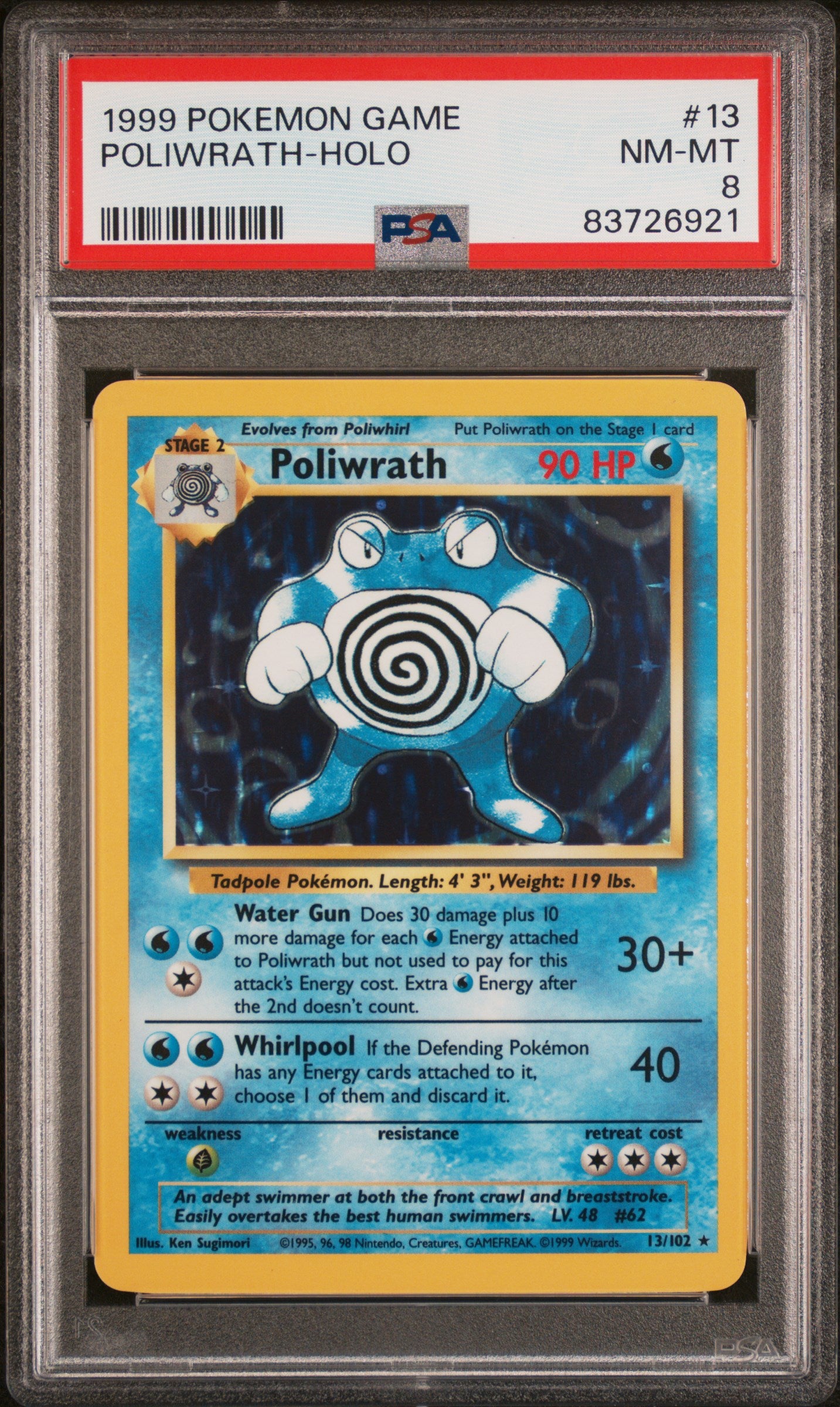 1999 Pokemon Game #13 Poliwrath-Holo PSA 8