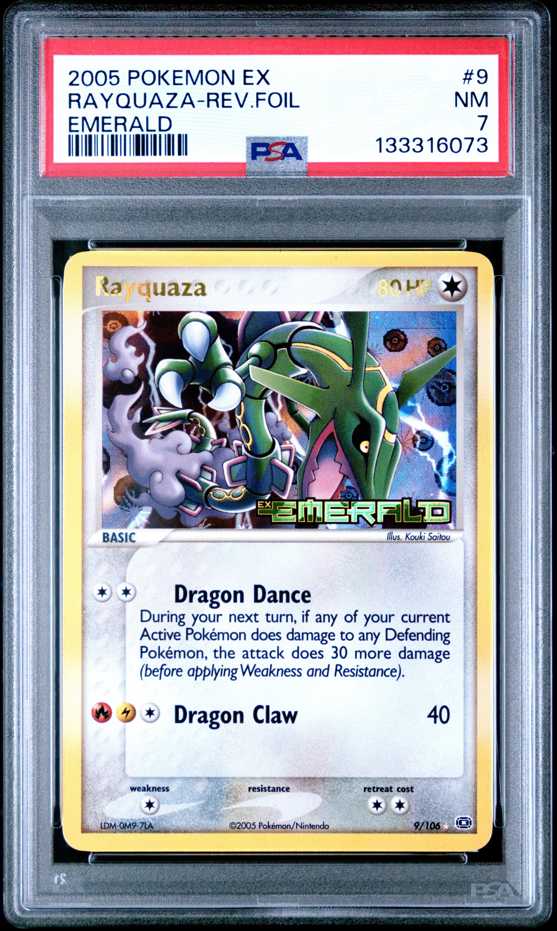 2005 Pokemon Ex Emerald #9 Rayquaza-Rev.Foil Emerald PSA 7 – Aloha Card Shop