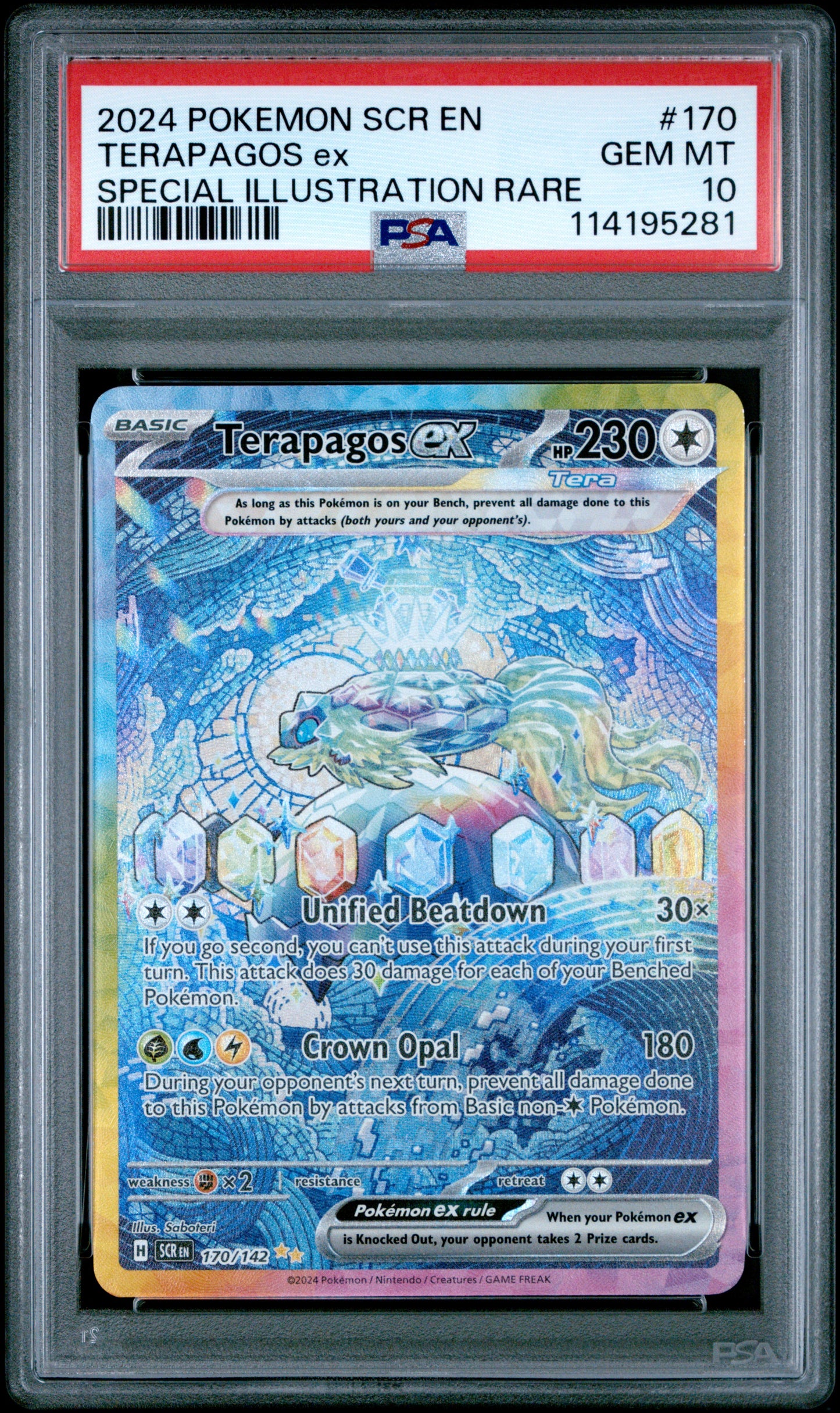 2024 Pokemon Scr En-Stellar Crown #170 Terapagos Ex Special Illustration Rare PSA 10