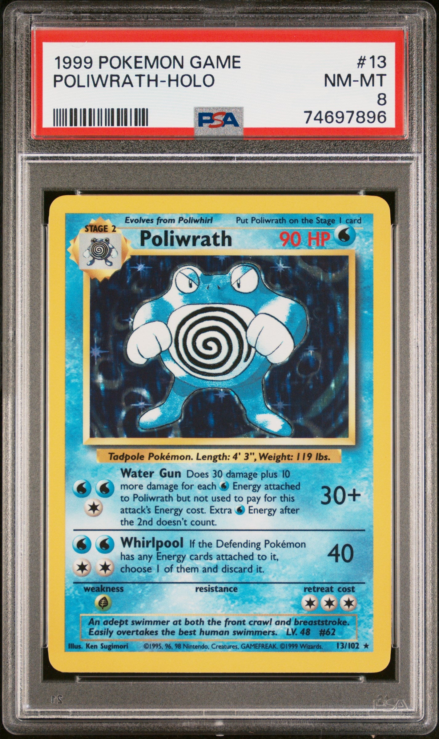1999 Pokemon Game #13 Poliwrath-Holo PSA 8