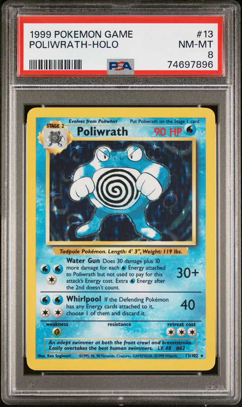 1999 Pokemon Game #13 Poliwrath-Holo PSA 8