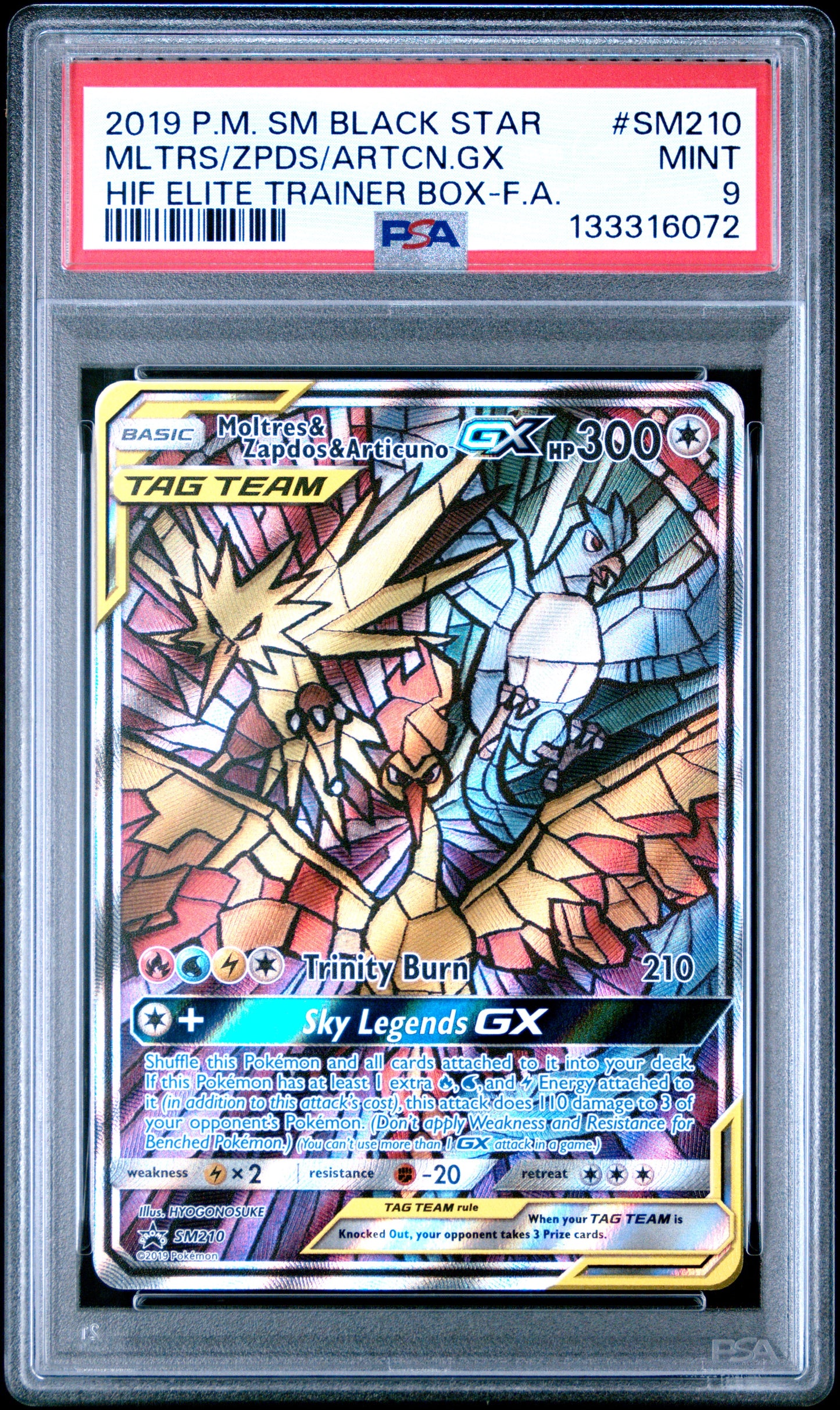2019 Pokemon Sm Black Star Promo #SM210 Mltrs/Zpds/Artcn.Gx Hif Elite Trainer Box-F.A. PSA 9