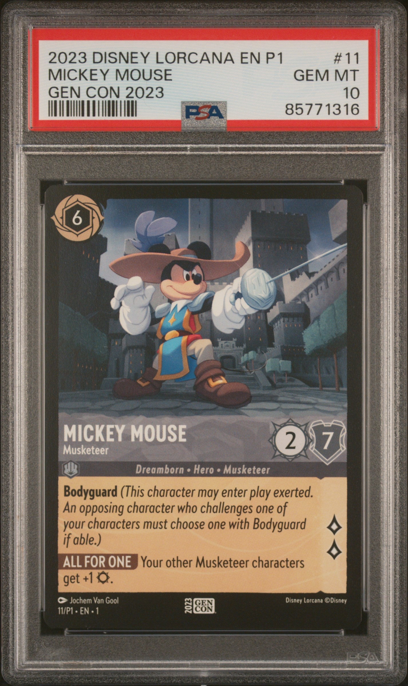 2023 Disney Lorcana En P1-Promo #11 Mickey Mouse Gen Con 2023 PSA 10