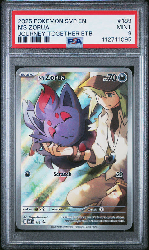 2025 Pokemon Svp En-Sv Black Star Promo #189 N'S Zorua Journey Together Etb PSA 9
