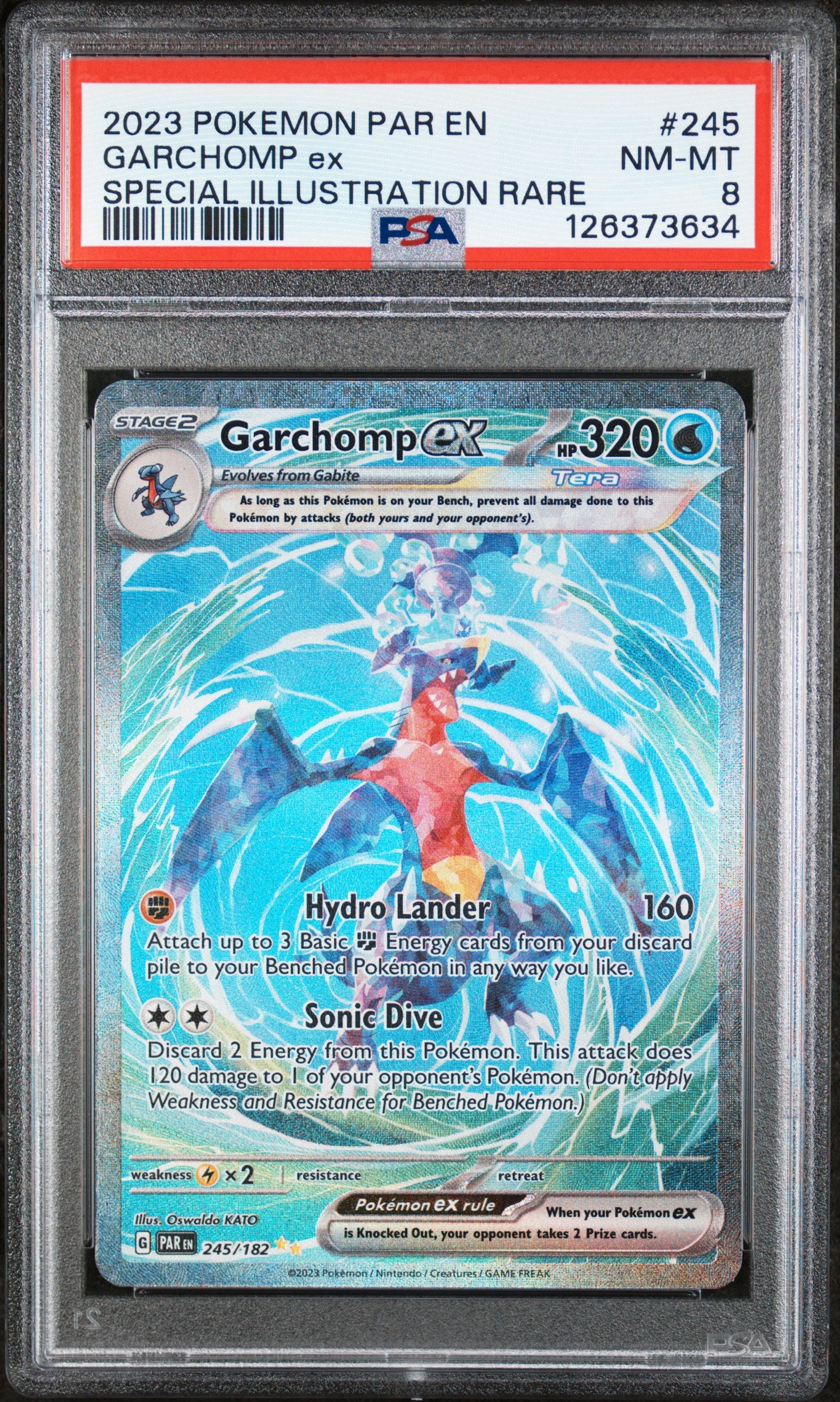 2023 Pokemon Par En-Paradox Rift #245 Garchomp Ex Special Illustration Rare PSA 8