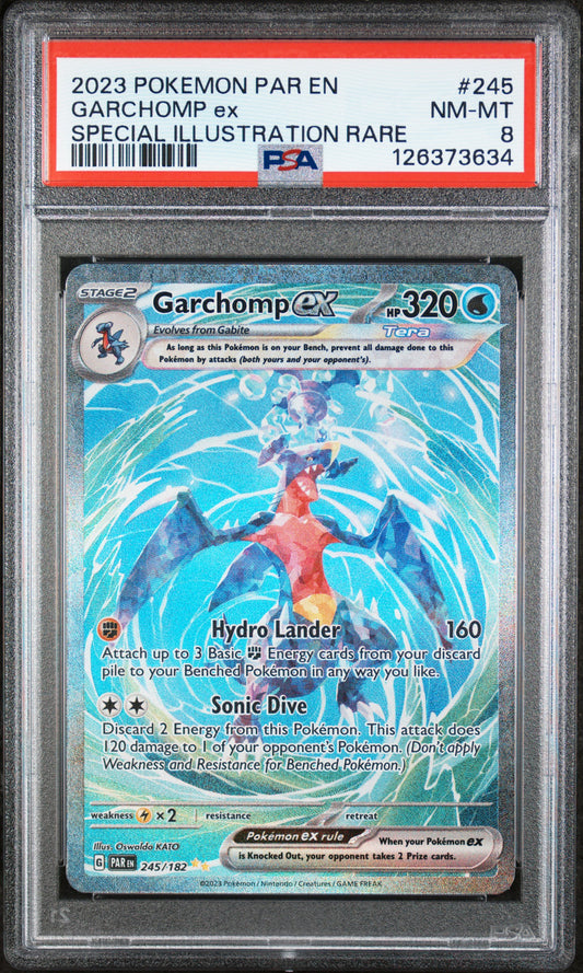 2023 Pokemon Par En-Paradox Rift #245 Garchomp Ex Special Illustration Rare PSA 8