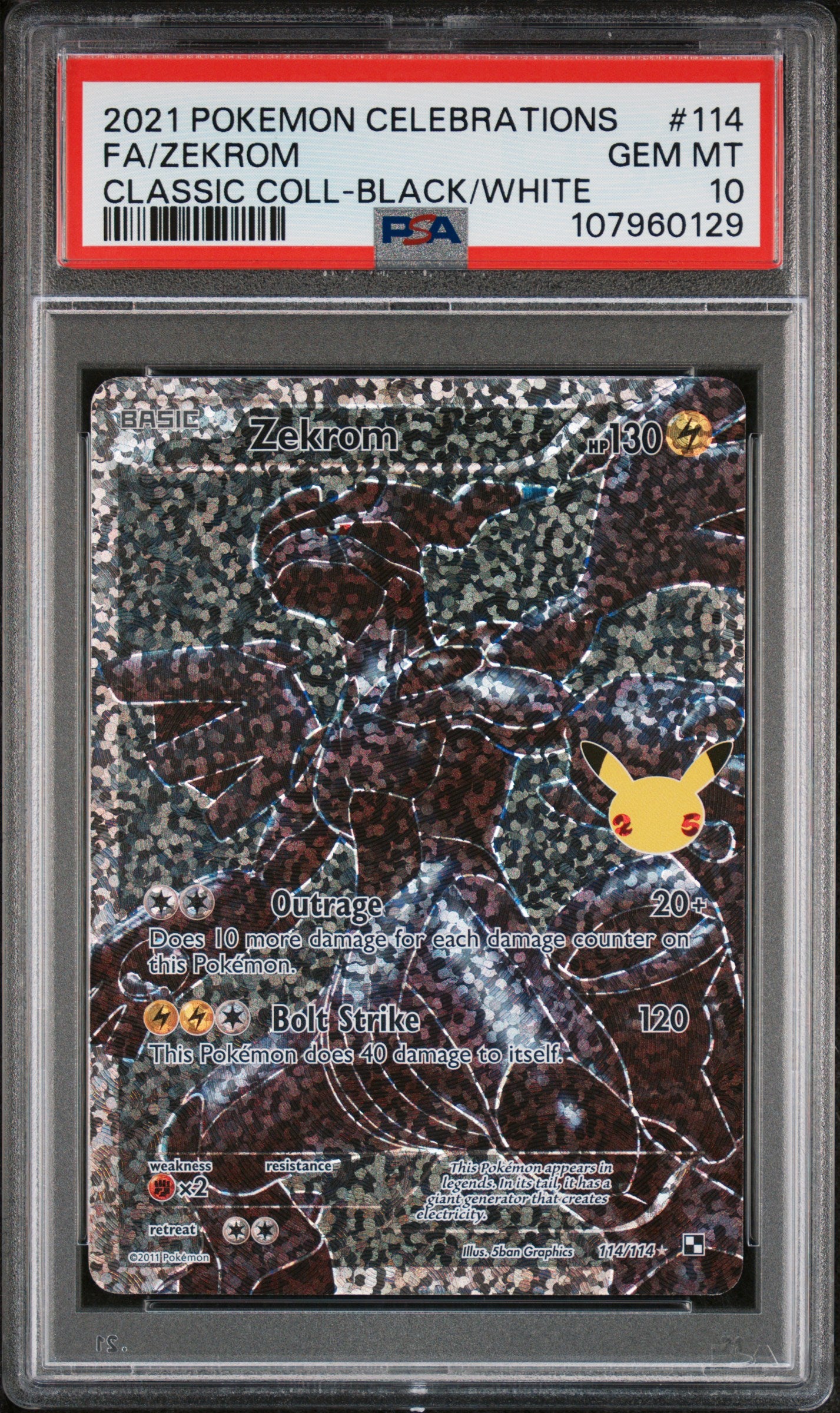 2021 Pokemon Celebrations Classic Collection #114 Fa/Zekrom Classic Coll-Black/White PSA 10