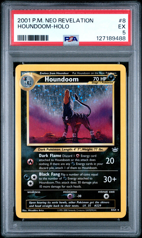 2001 Pokemon Neo Revelation Houndoom-Holo #8 PSA 5