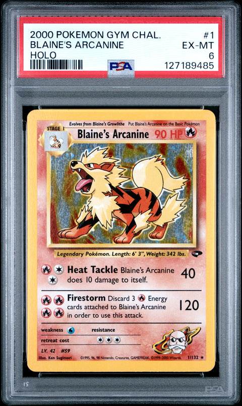 2000 Pokemon Gym Challenge Blaine'S Arcanine #1 PSA 6