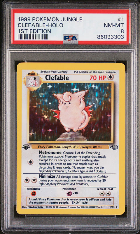 1999 Pokemon Jungle Clefable-Holo #1 PSA 8