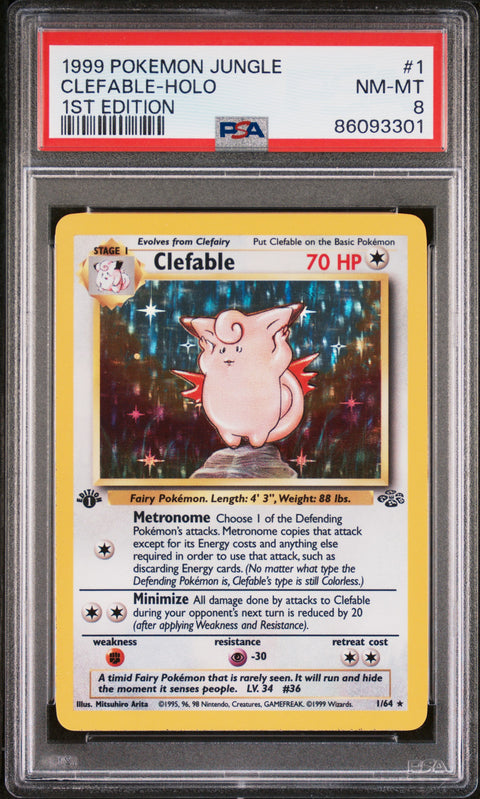 1999 Pokemon Jungle Clefable-Holo #1 PSA 8