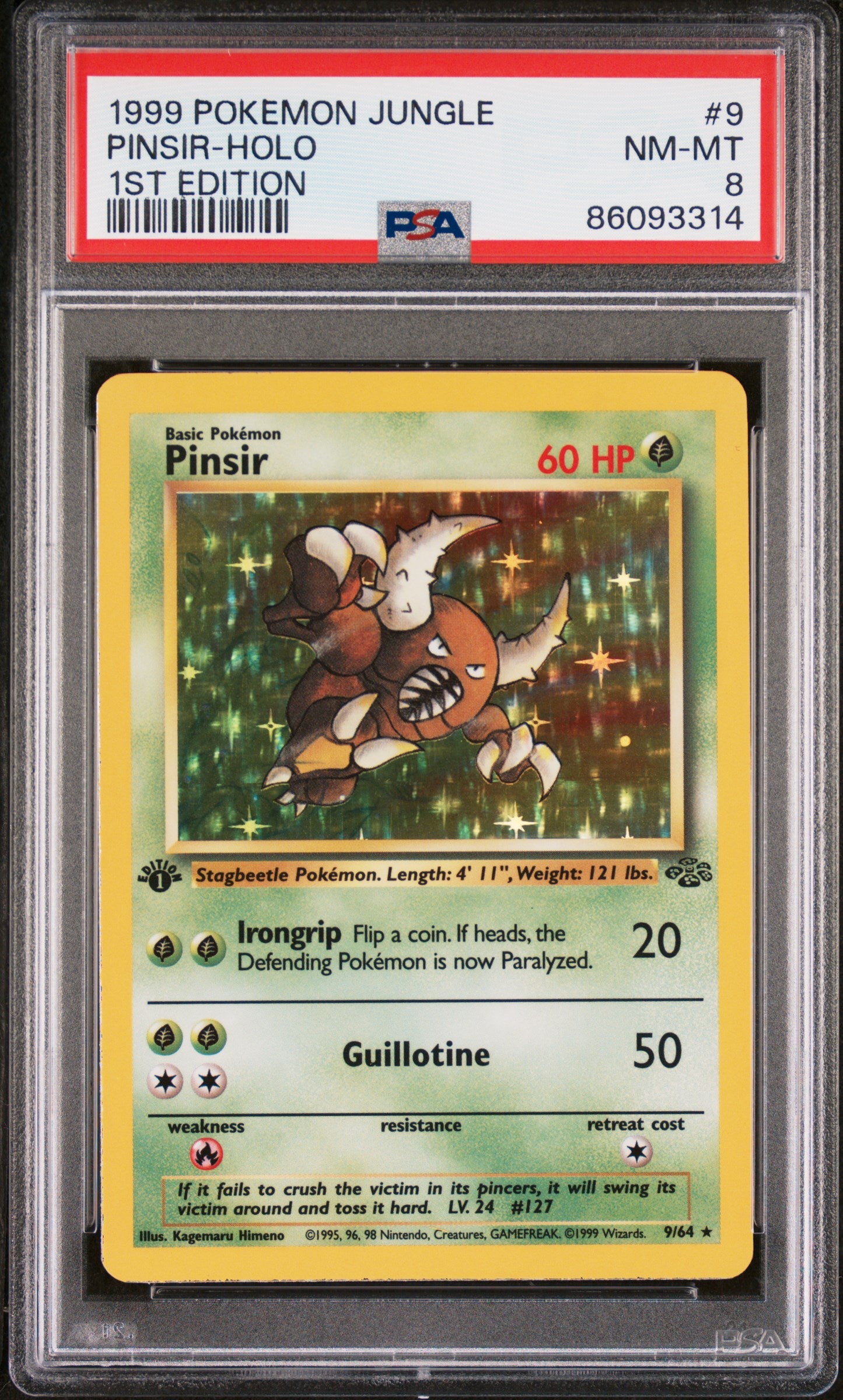 1999 Pokemon Jungle Pinsir-Holo #9 PSA 8