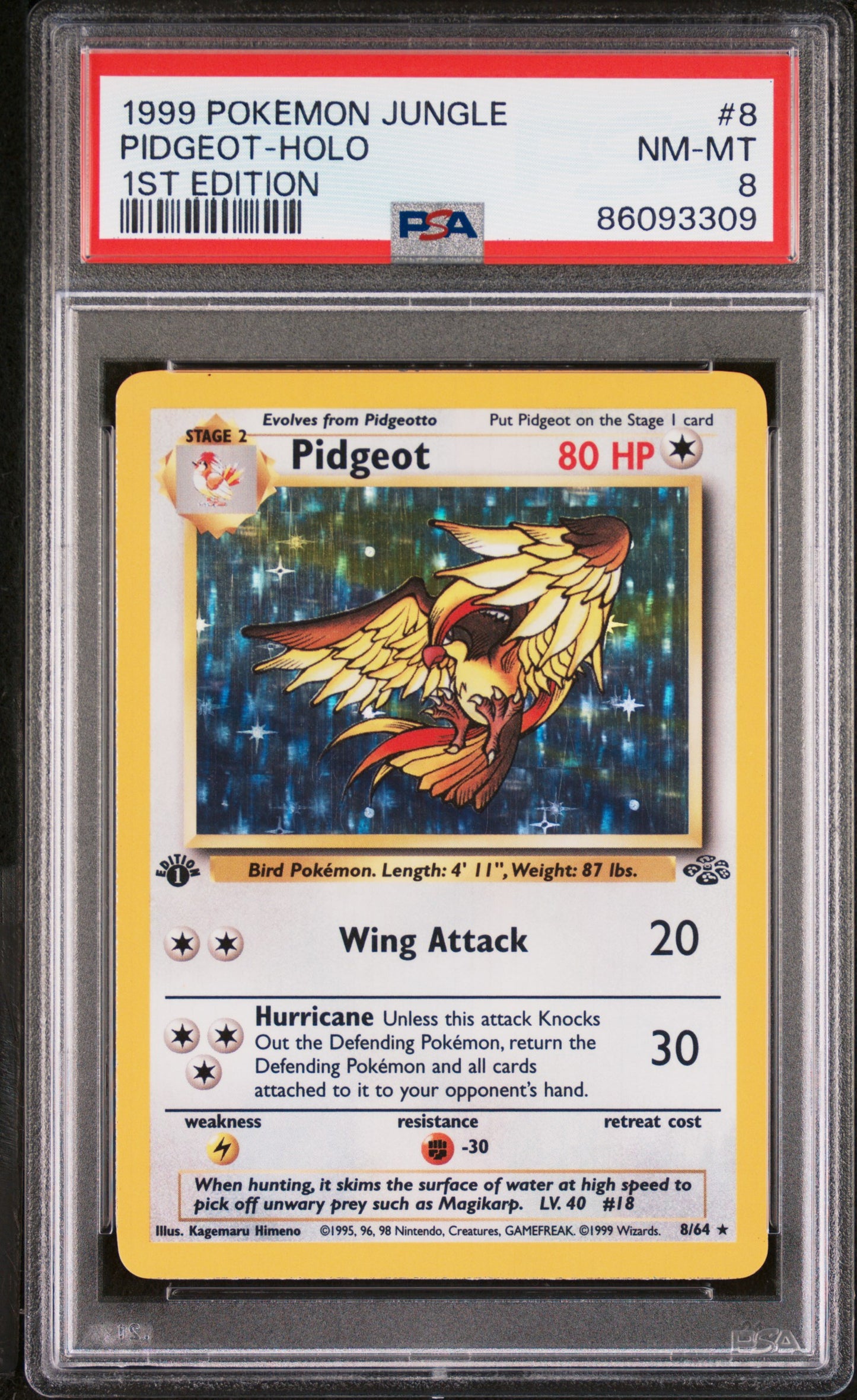 1999 Pokemon Jungle Pidgeot-Holo #8 PSA 8