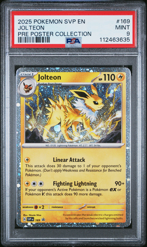 2025 Pokemon Svp En-Sv Black Star Promo #169 Jolteon Pre Poster Collection PSA 9