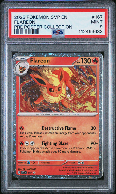 2025 Pokemon Svp En-Sv Black Star Promo #167 Flareon Pre Poster Collection PSA 9