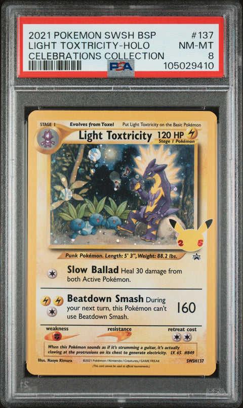 2021 Pokemon Swsh Black Star Promo #137 Light Toxtricity-Holo Celebrations Collection PSA 8