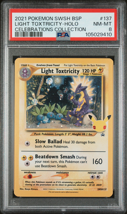 2021 Pokemon Swsh Black Star Promo #137 Light Toxtricity-Holo Celebrations Collection PSA 8