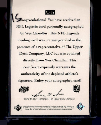 1997 Upper Deck Legends #AL-87 Wes Chandler Autographs