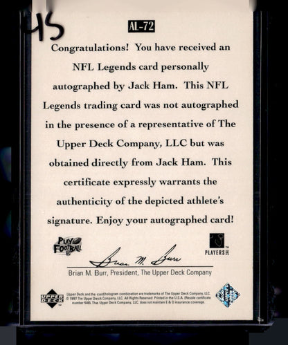 1997 Upper Deck Legends #AL-72 Jack Ham Autographs