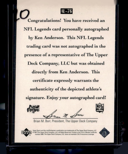1997 Upper Deck Legends #AL-76 Ken Anderson Autographs