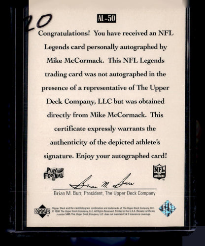 1997 Upper Deck Legends #AL-50 Mike McCormack Autographs