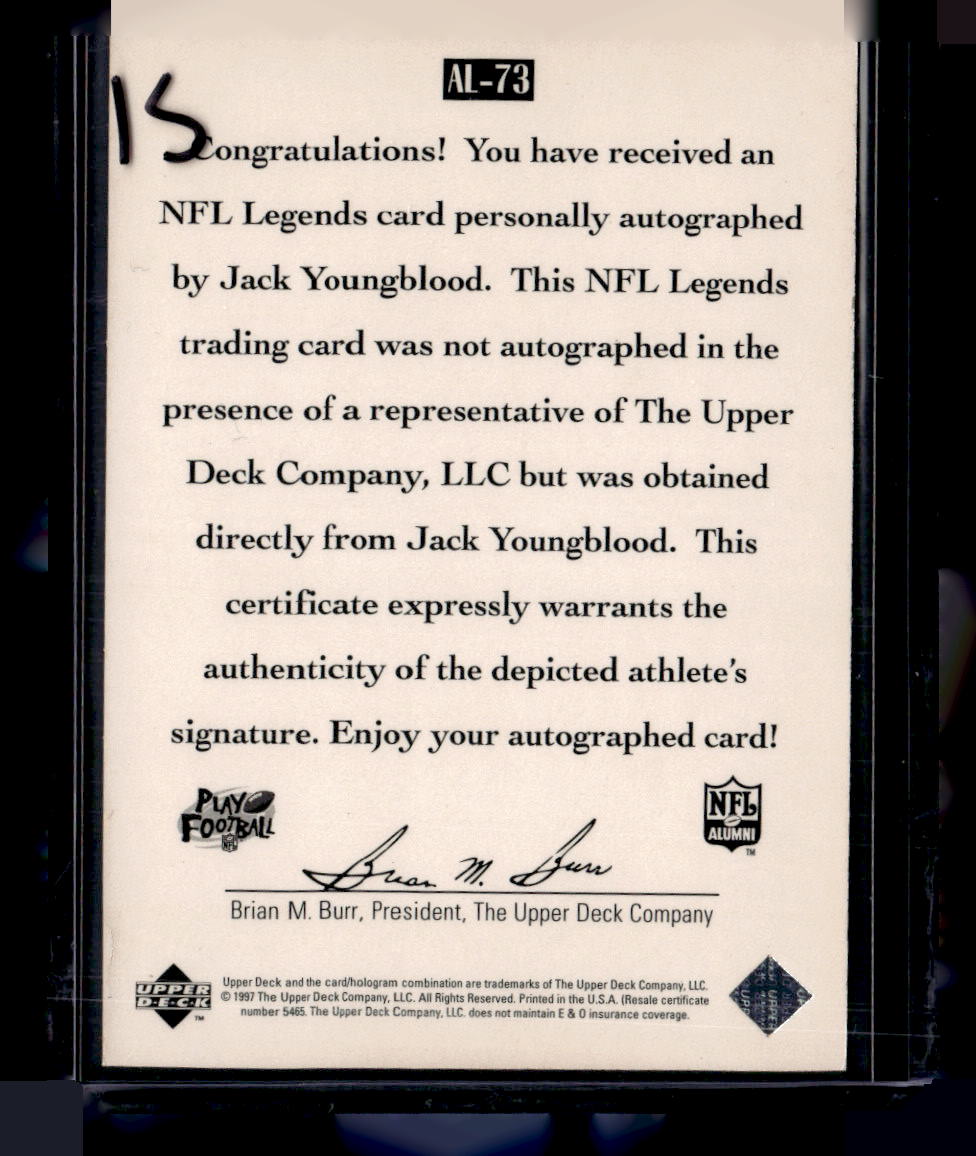 1997 Upper Deck Legends #AL-73 Jack Youngblood Autographs