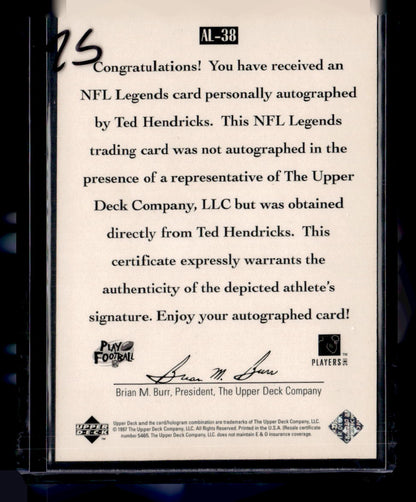 1997 Upper Deck Legends #AL-38 Ted Hendricks Autographs