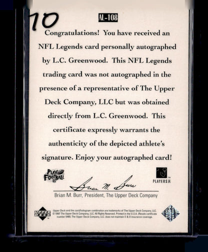1997 Upper Deck Legends #AL-108 L.C. Greenwood Autographs