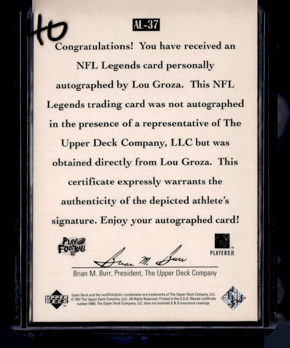 1997 Upper Deck Legends #AL-37 Lou Groza Autographs