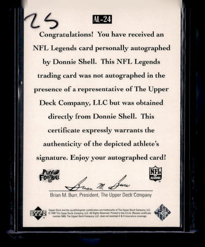 1997 Upper Deck Legends #AL-24 Donnie Shell Autographs