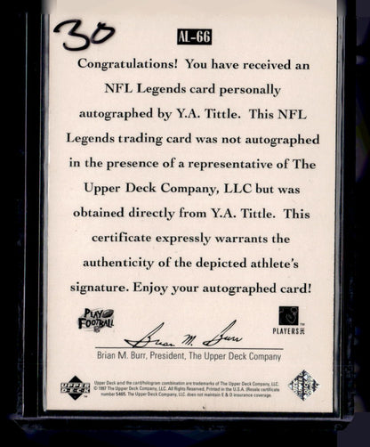 1997 Upper Deck Legends #AL-66 Y.A. Tittle Autographs