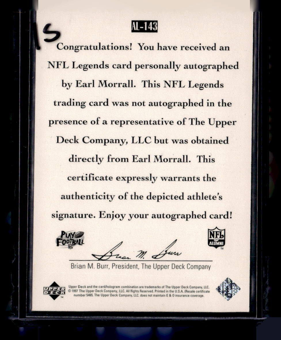 1997 Upper Deck Legends #AL-143 Earl Morrall Autographs