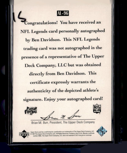 1997 Upper Deck Legends #AL-96 Ben Davidson Autographs