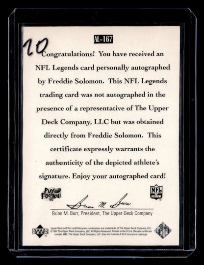 1997 Upper Deck Legends #AL-167 Freddie Solomon Autographs