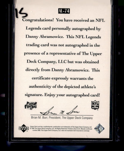 1997 Upper Deck Legends #AL-74 Danny Abramowicz Autographs