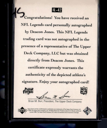 1997 Upper Deck Legends #AL-42 Deacon Jones Autographs