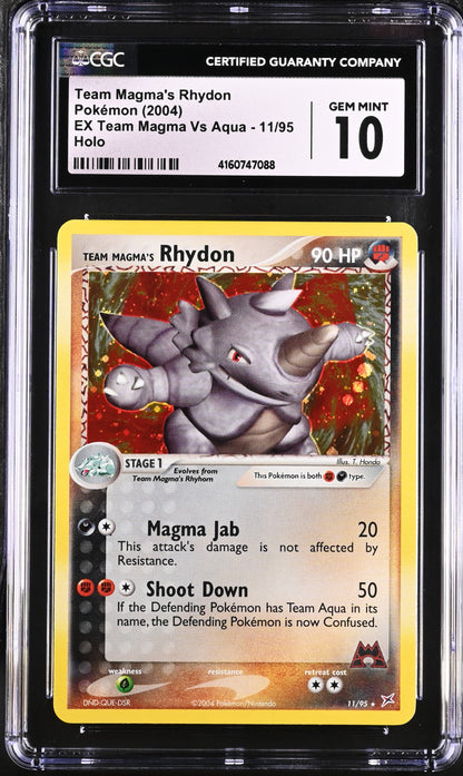 2004 EX Team Magma Vs Aqua #11/95 Team Magma's Rhydon CGC 10